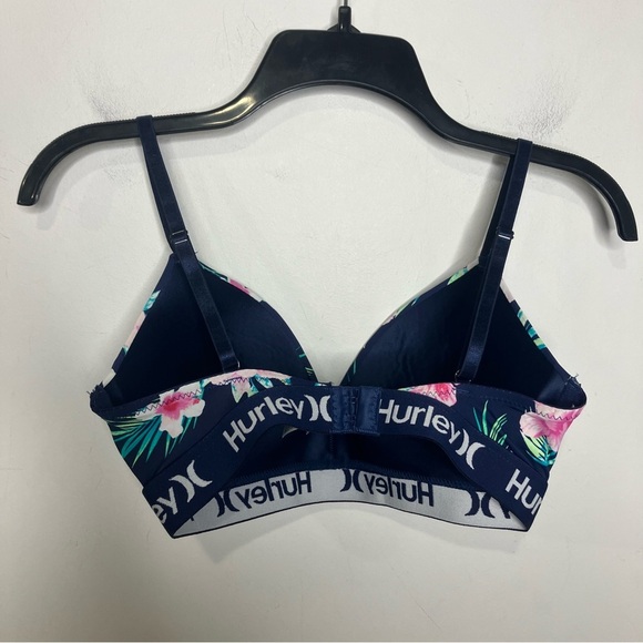Hurley wire free bra tropical floral pattern blue pink women’s size 34C - Picture 6 of 6